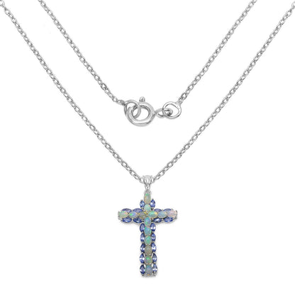 3.32 Carat Genuine Ethiopian Opal and Tanzanite .925 Sterling Silver Pendant Bids.com