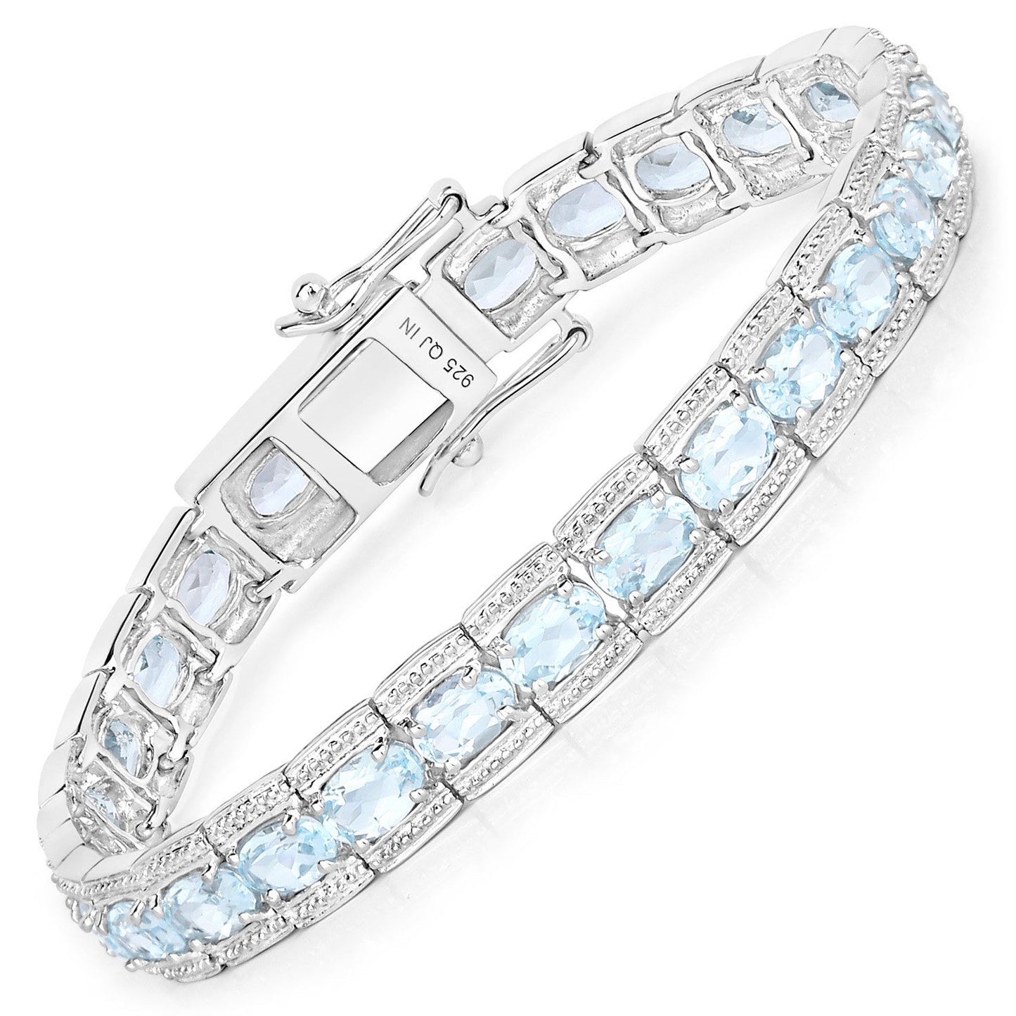 14.79 Carat Genuine Blue Topaz .925 Sterling Silver Bracelet Bids.com