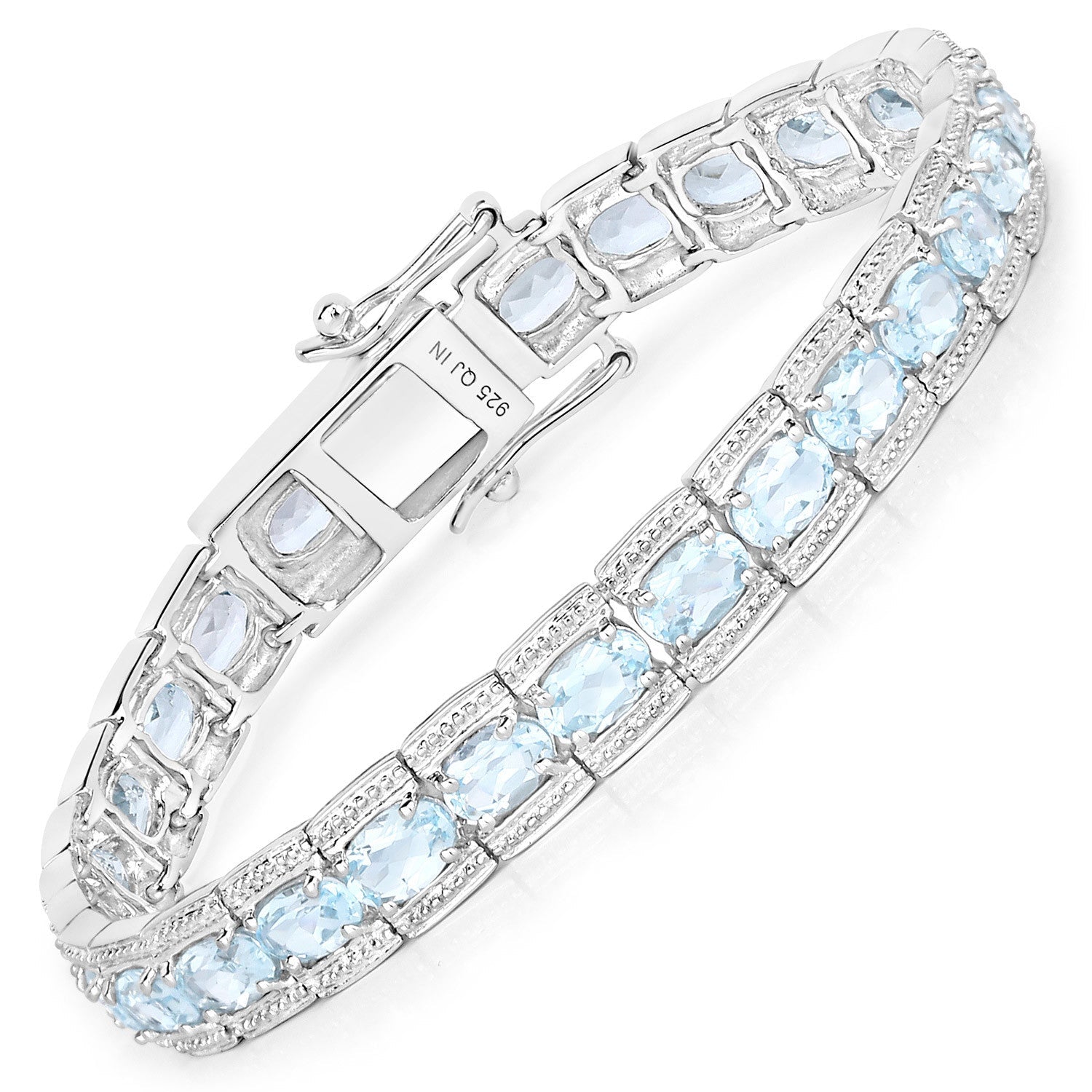 14.79 Carat Genuine Blue Topaz .925 Sterling Silver Bracelet Bids.com