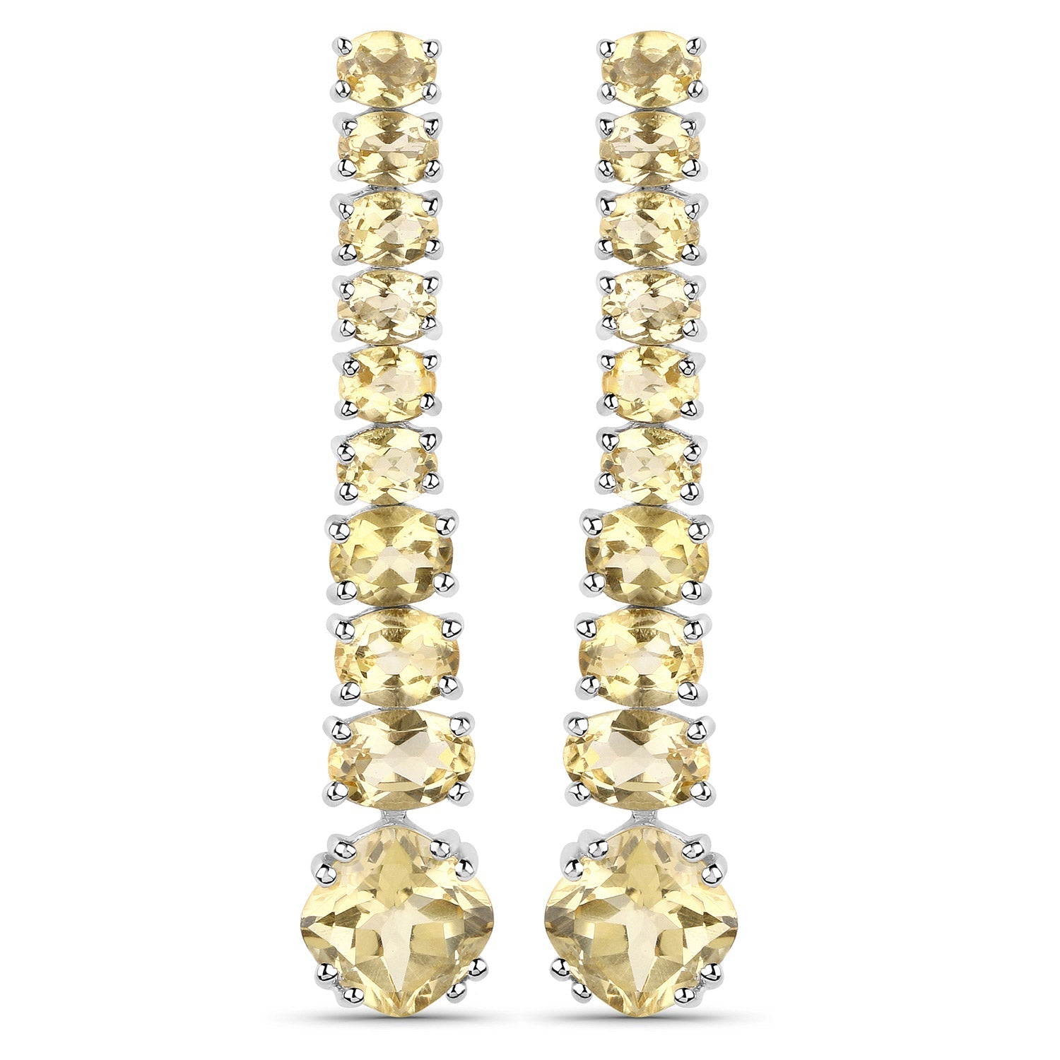 18K White Gold Plated 7.22 Carat Genuine Citrine .925 Sterling Silver Earrings Bids.com