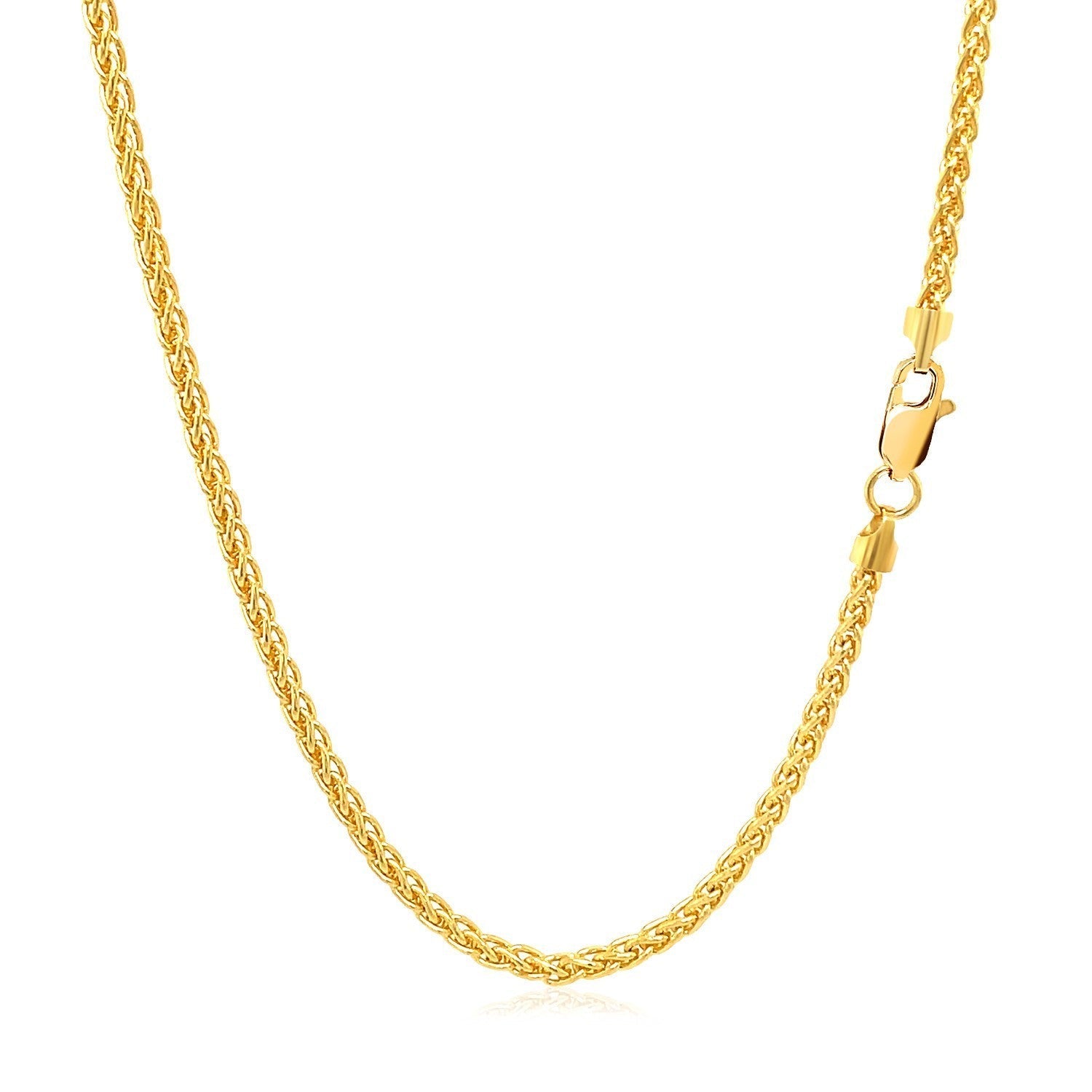 2.1mm 14k Yellow Gold Round Wheat Chain Bids.com