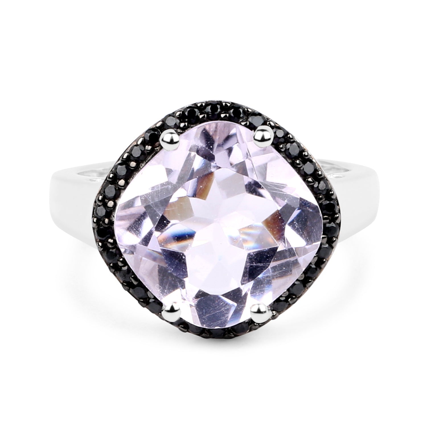 5.50 Carat Genuine Pink Amethyst & Black Spinel .925 Sterling Silver Ring Bids.com