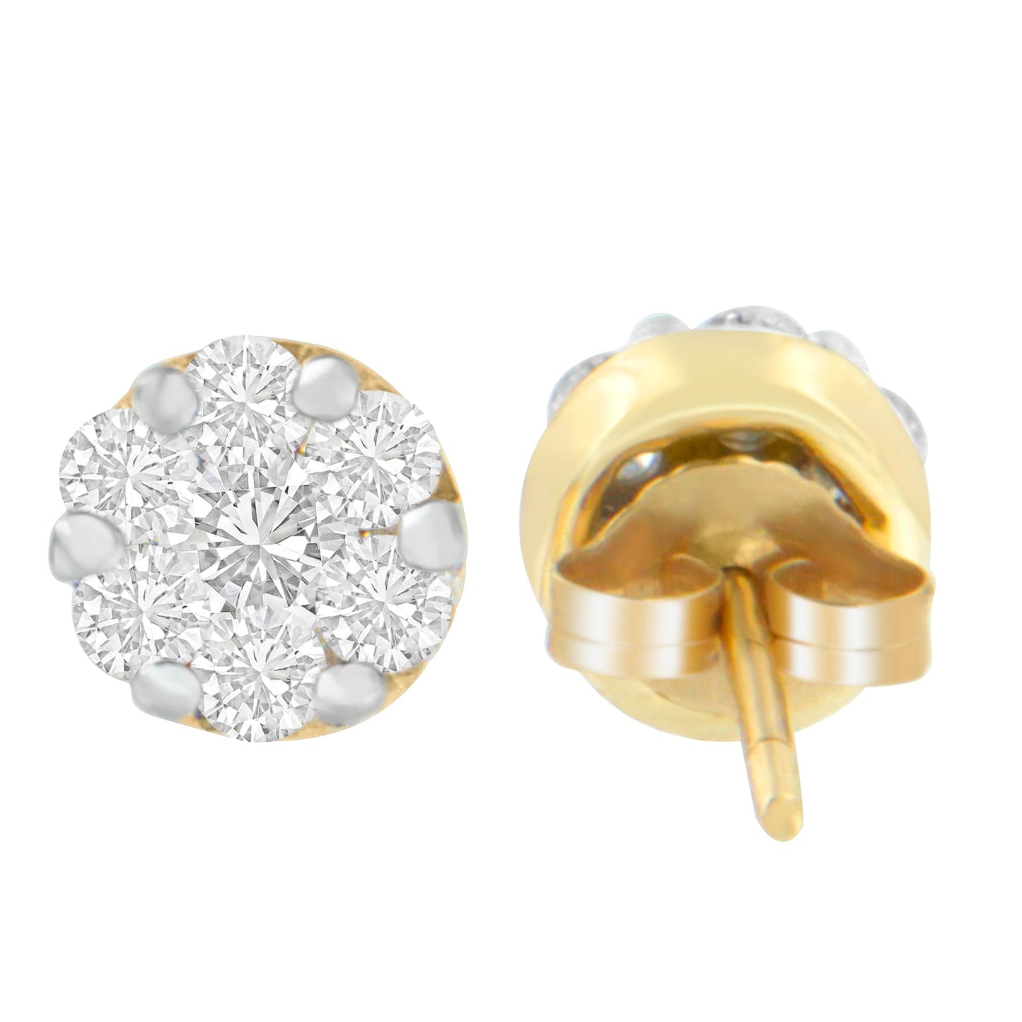 14K Yellow Gold 3/4 cttw Round Cut Diamond Stud Earring (I-J, SI2-I1) Bids.com
