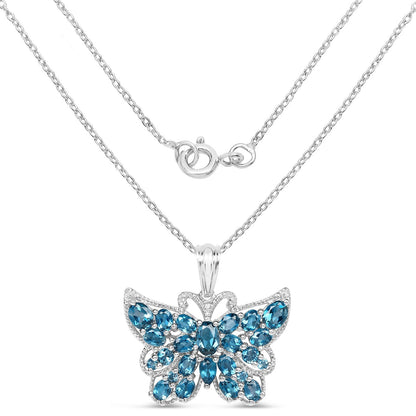 4.81 Carat Genuine London Blue Topaz .925 Sterling Silver Pendant Bids.com