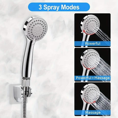 High Pressure Rainfall & Handheld Shower Head – Adjustable, Chrome/Black DailySale