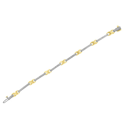 10K Yellow Gold 1.00 Cttw Pave Set Diamond Bar and  X-Link 7" Bracelet (I-J Color, I3 Quality) Bids.com