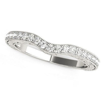 14k White Gold Antique Style Milgrained Curved Diamond Ring (1/4 cttw) Bids.com