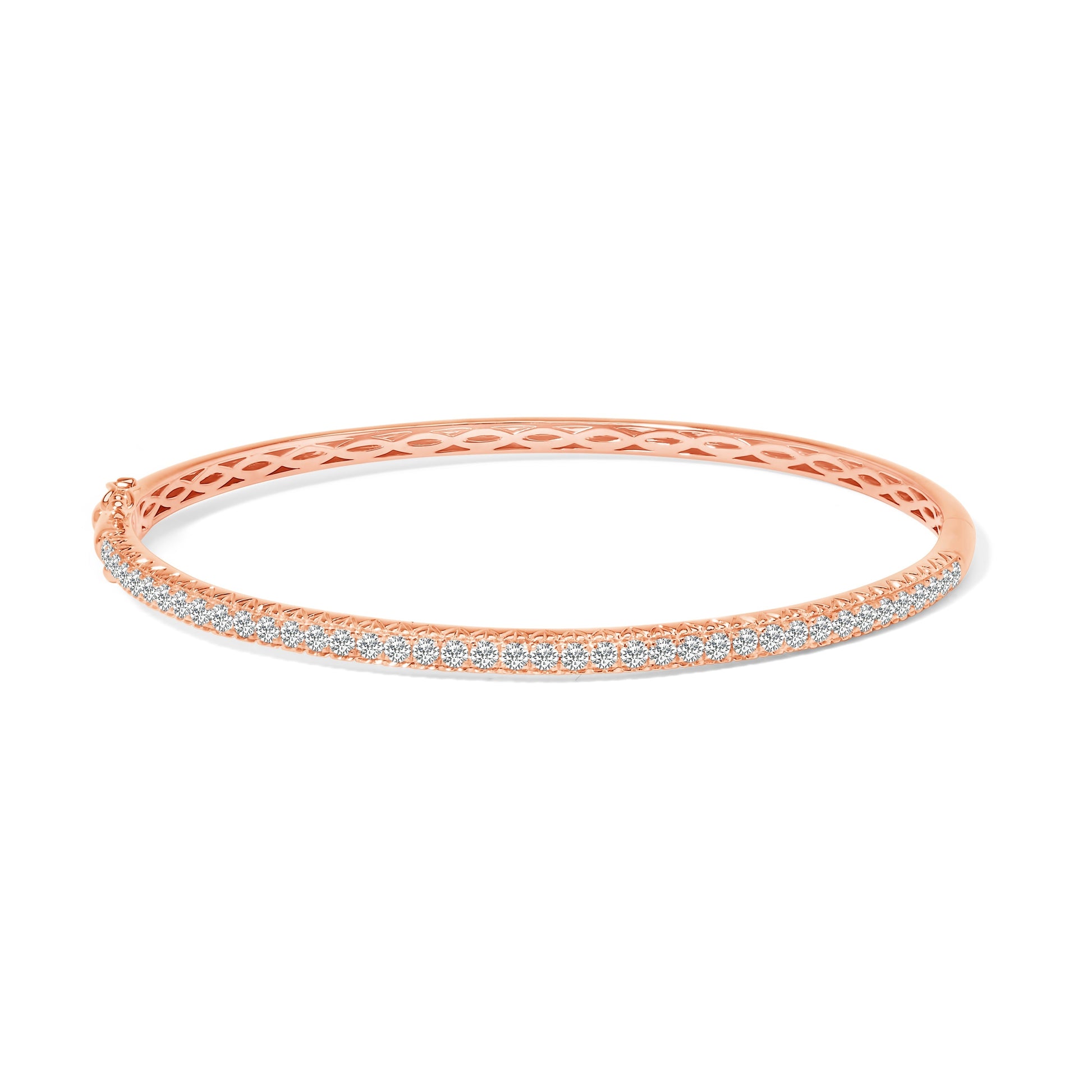 14K Rose Gold 1.00 Cttw Half Eternity Diamond Bangle Bracelet (G-H Color, SI2-I1 Clarity) - 7" Inches Bids.com
