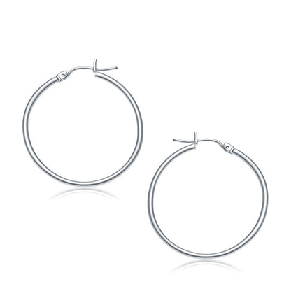14k White Gold Polished Hoop Earrings (30 mm) Bids.com