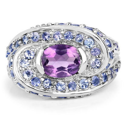 2.76 Carat Genuine Amethyst and Tanzanite .925 Sterling Silver Ring Bids.com