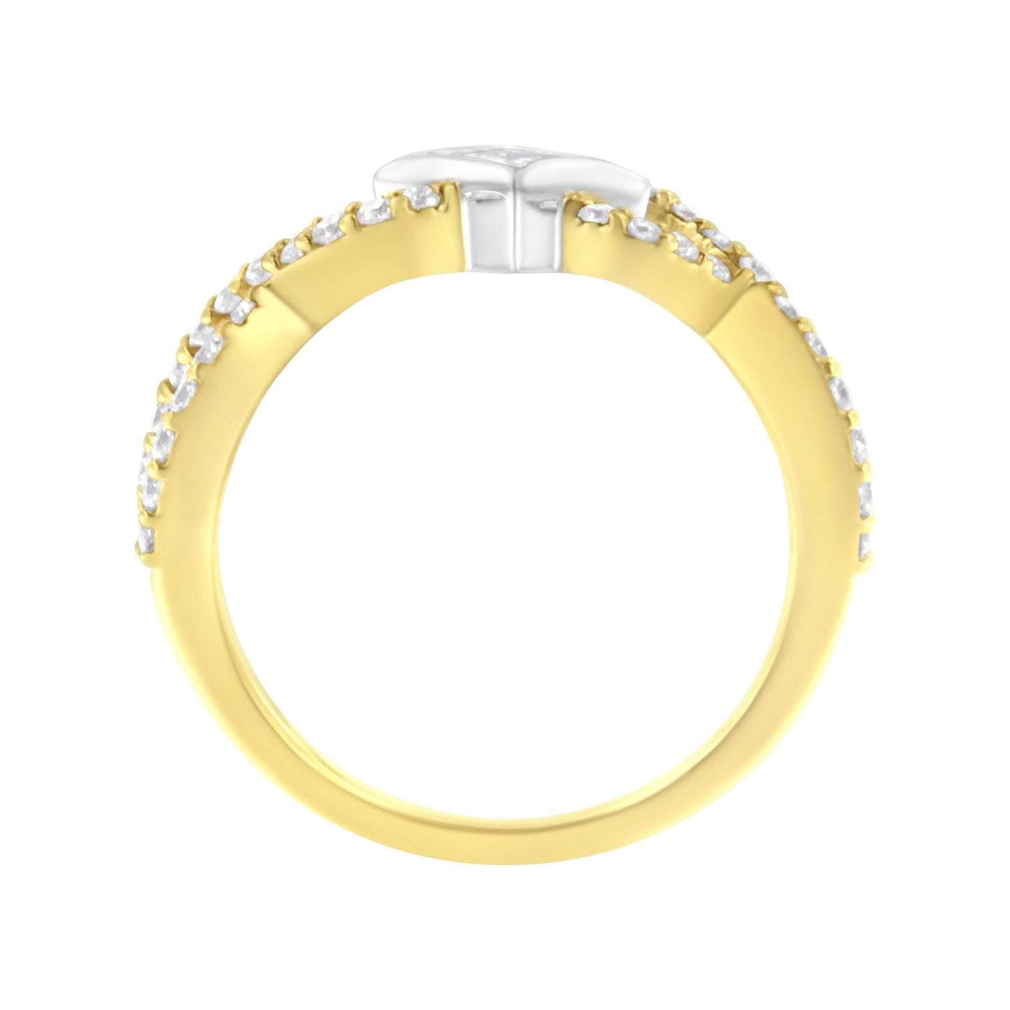 10K Two Tone Color 5/8 Cttw Diamond Kite and Twist Shank Ring (H-I Color,SI2-I1 Clarity) Bids.com