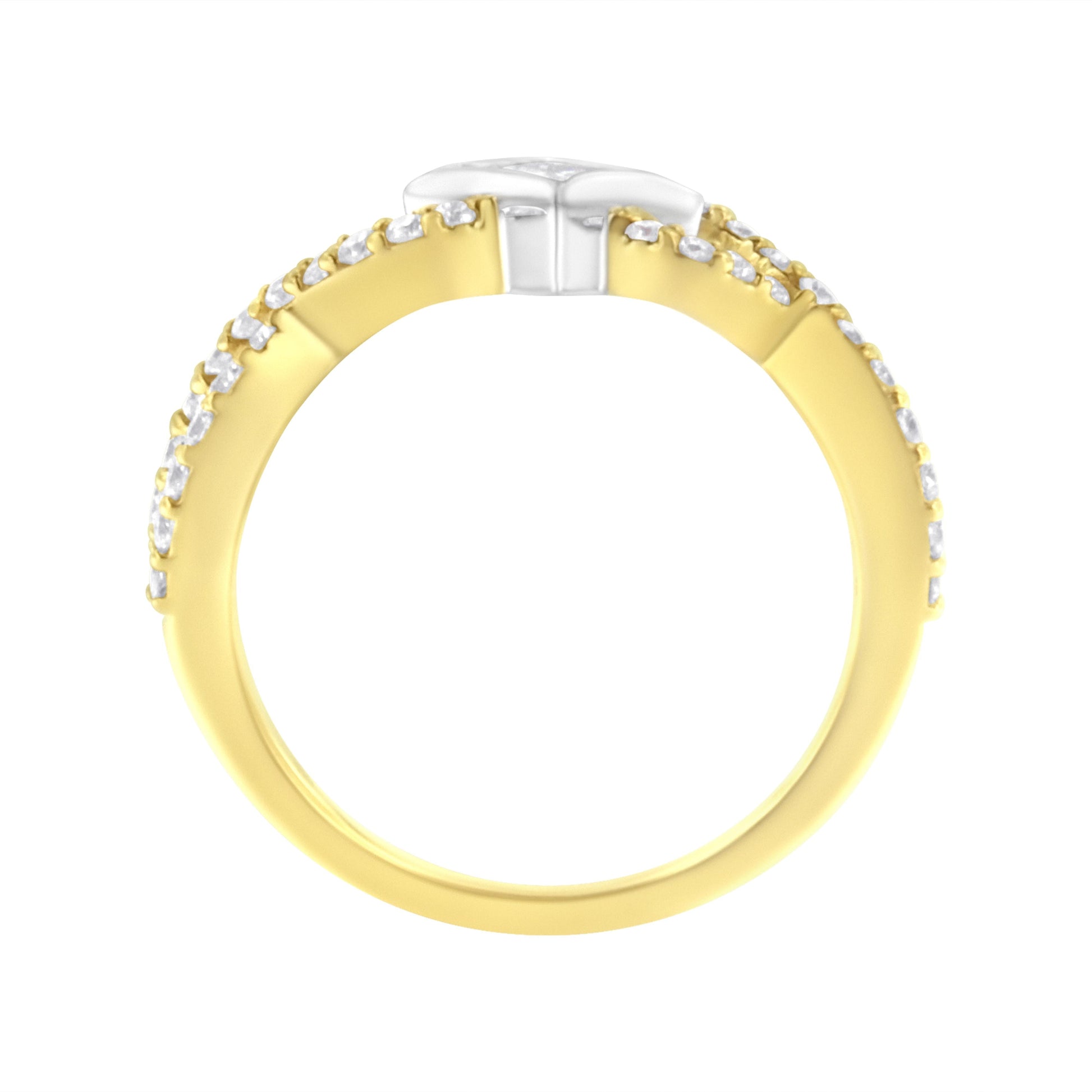 10K Two Tone Color 5/8 Cttw Diamond Kite and Twist Shank Ring (H-I Color,SI2-I1 Clarity) Bids.com