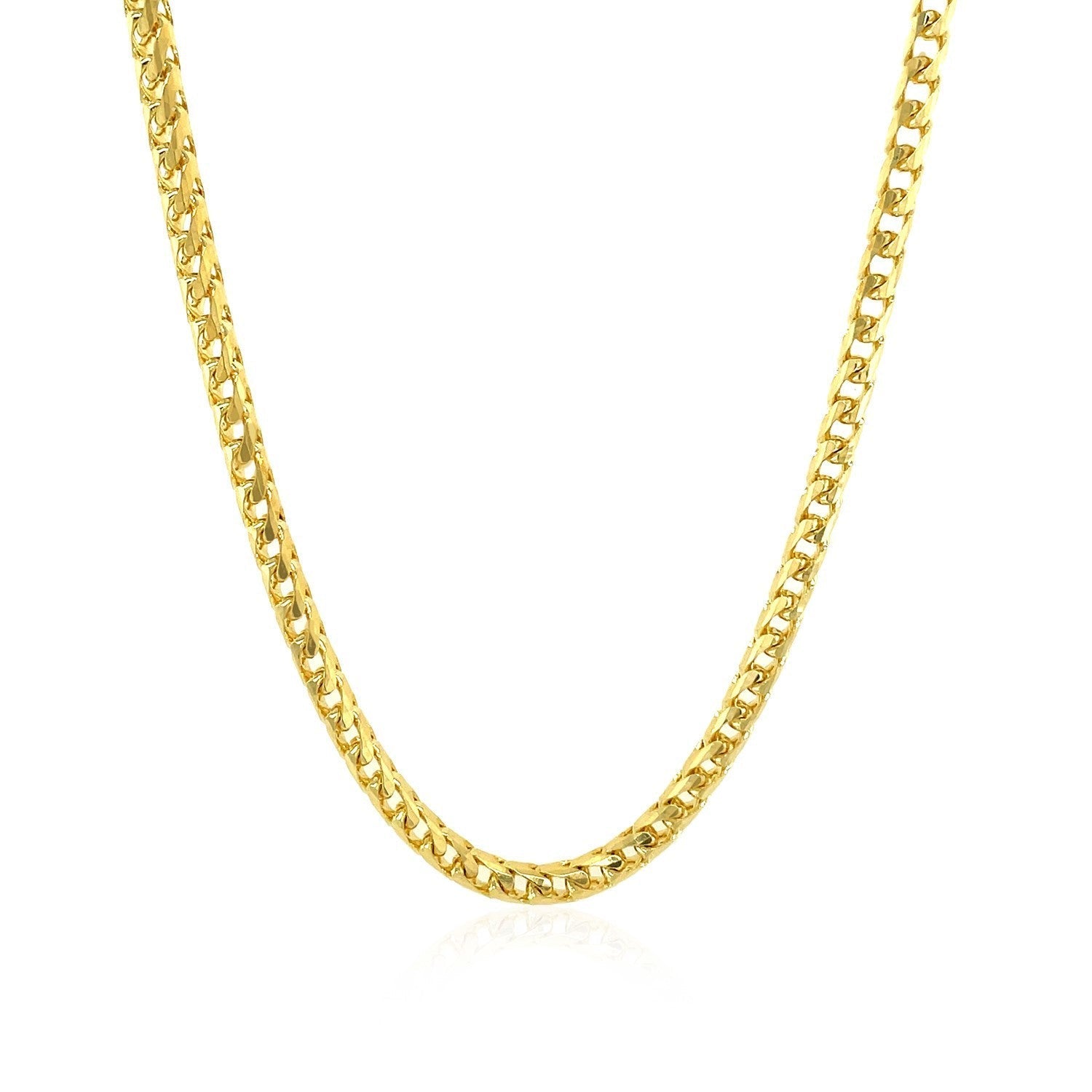 3.1mm 14k Yellow Solid Gold Diamond Cut Round Franco Chain Bids.com