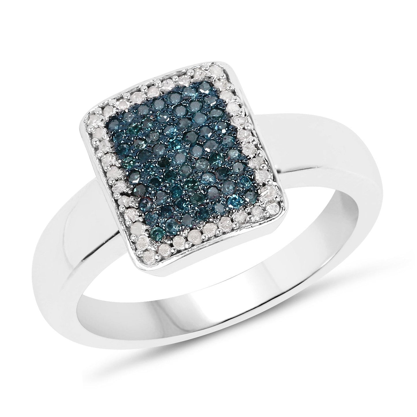 0.52 Carat Genuine Blue Diamond and White Diamond .925 Sterling Silver Ring Bids.com