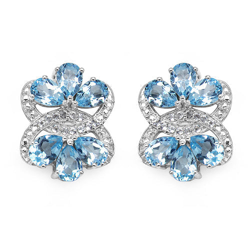 10.26 Carat Genuine Blue Topaz & White Topaz .925 Sterling Silver Earrings Bids.com