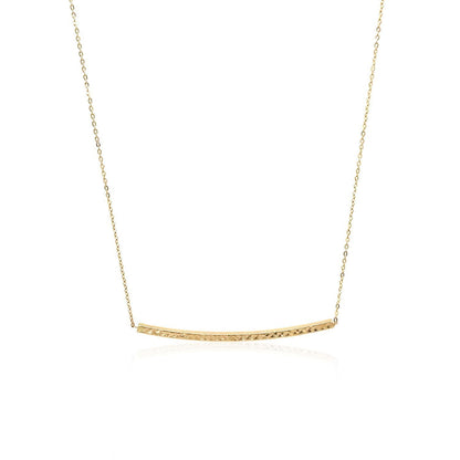 14k Yellow Gold Thin Textured Bar Necklace Bids.com