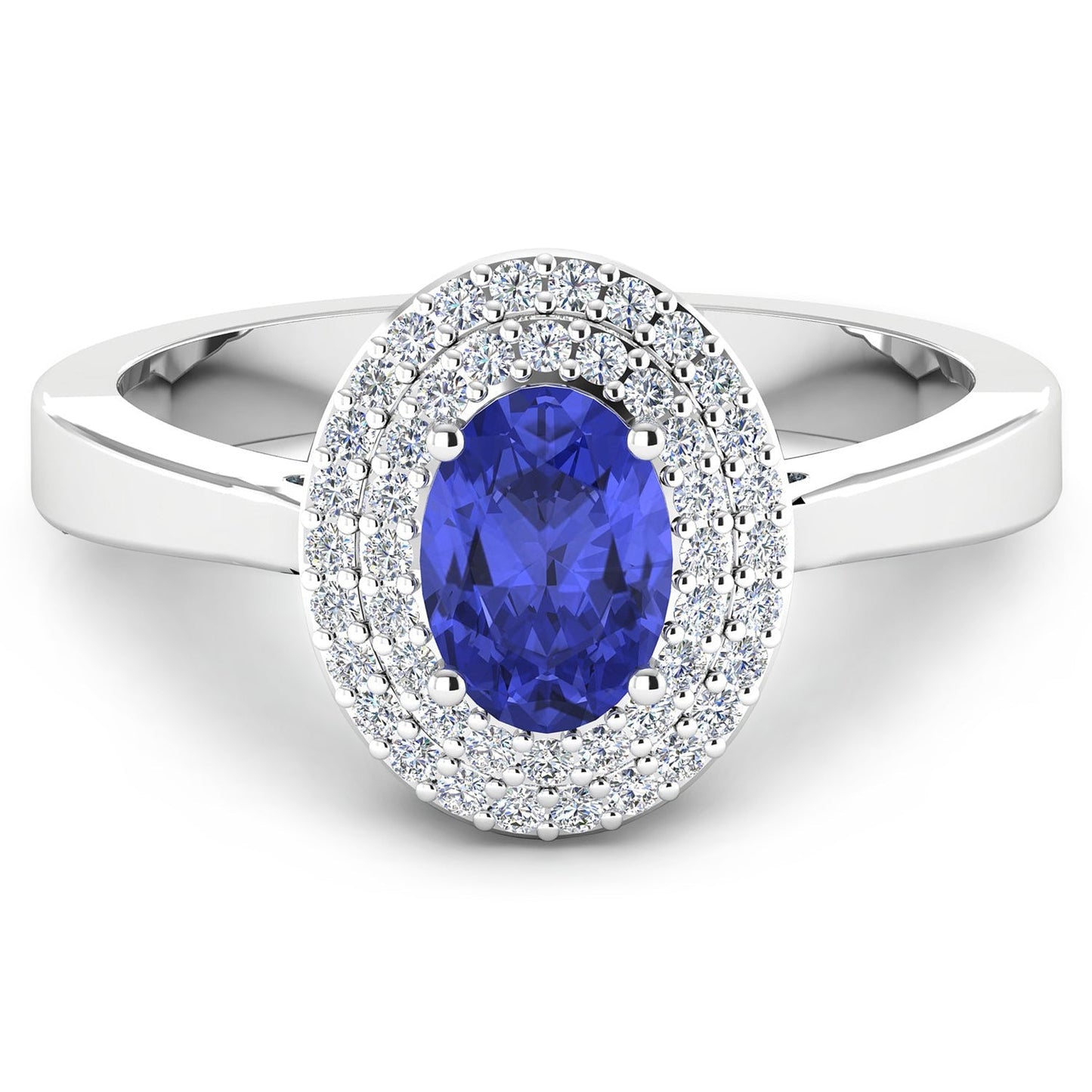0.91 Carat Genuine Tanzanite and White Diamond 14K White Gold Ring Bids.com