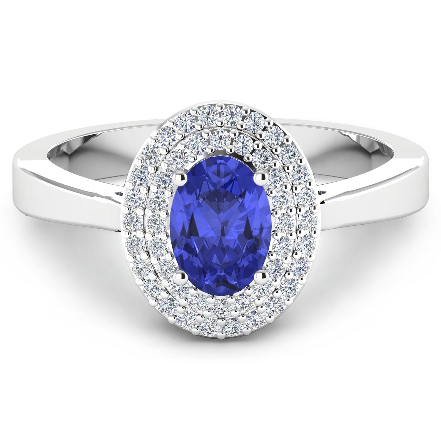 0.91 Carat Genuine Tanzanite and White Diamond 14K White Gold Ring Bids.com