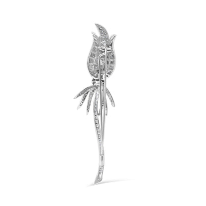 18K White Gold 1 3/5 Cttw Pave Set Diamond Tulip Brooch Pin (H-I Color, VS1-VS2 Clarity) Bids.com