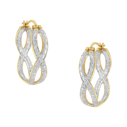 10K Yellow and White Gold 1/4 cttw Diamond Double Infinity Hoop Earrings (I-J Clarity, I1-I2 Color) Bids.com