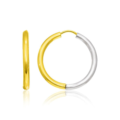 14k Two-Tone Gold Hoop Earrings in a Hinged Style Bids.com