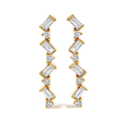 14K Yellow Gold 1/2 Cttw Diamond Zig Zag Drop Earrings (I-J Color, SI2-I1 Clarity) Bids.com