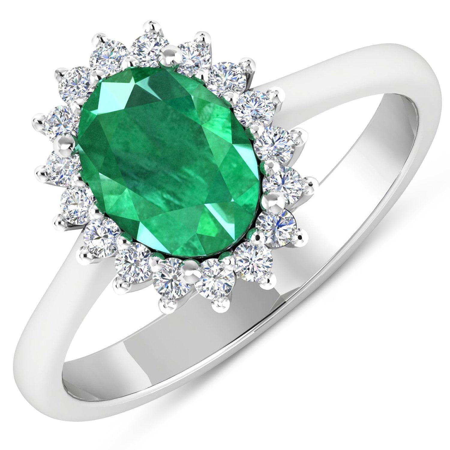 1.87 Carat Genuine Zambian Emerald  and White Diamond 14K White Gold Ring Bids.com