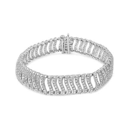 .925 Sterling Silver 5.00 Cttw Round-Cut Diamond "S" Link Bracelet (I-J Color, I3 Clarity) - Size 7.25 Bids.com