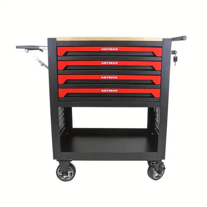 4 Drawers Multifunctional Tool Cart With Wheels And Wooden Top DailySale