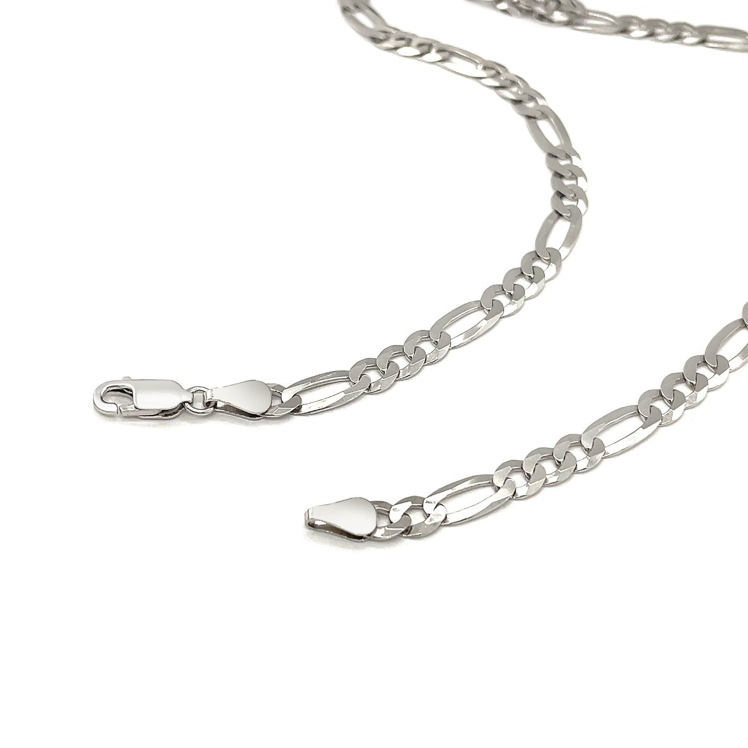 Rhodium Plated 5.5mm Sterling Silver Figaro Style Chain Bids.com