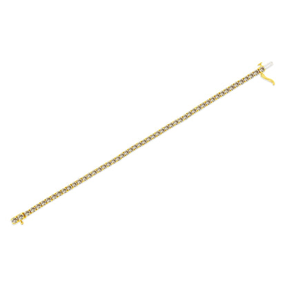 14K Yellow Gold Plated .925 Sterling Silver 8.0 Cttw Diamond Classic Link Tennis Bracelet (K-L Color, I2-I3 Clarity) - 7-1/4" Bids.com