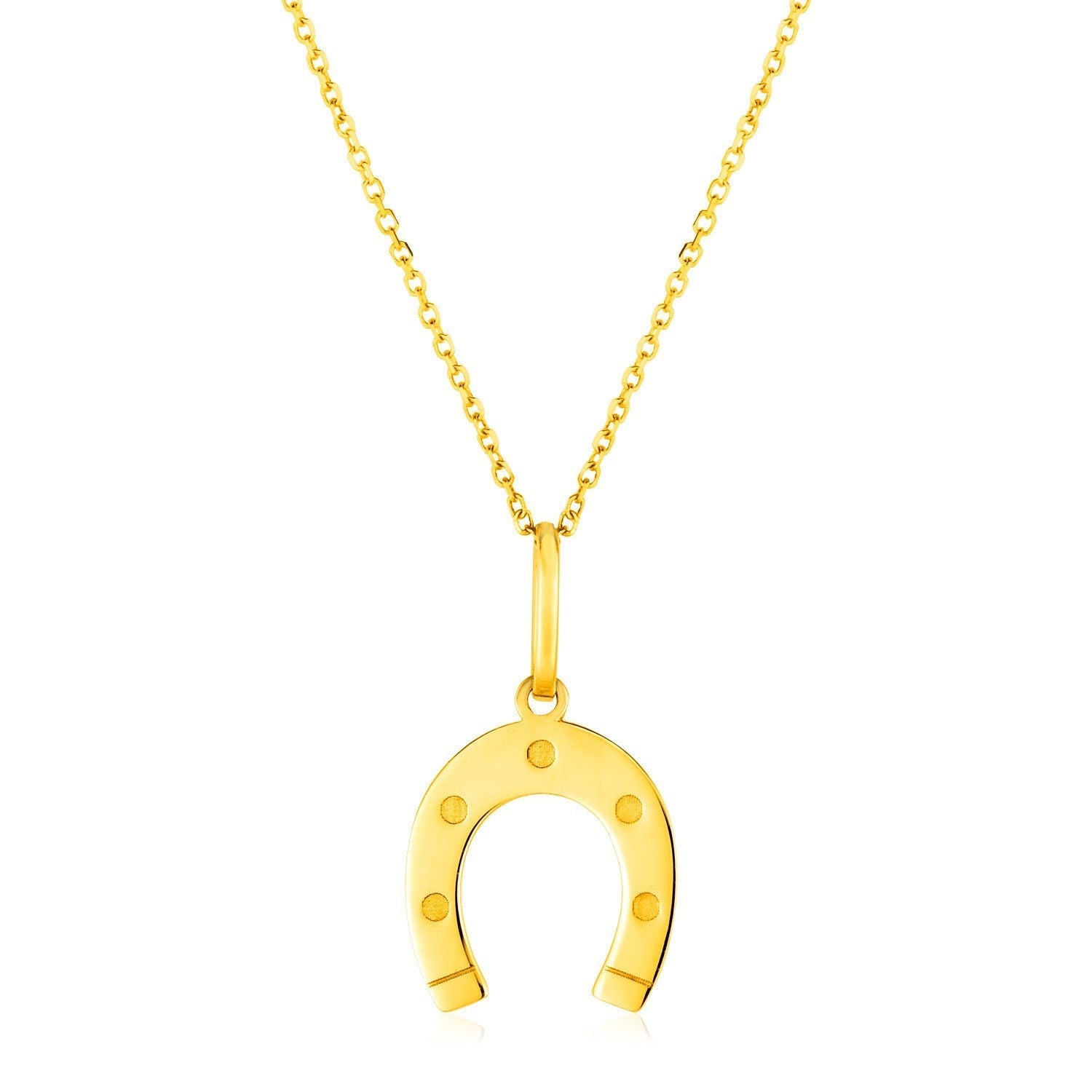 14K Yellow Gold Necklace with Horseshoe Bids.com