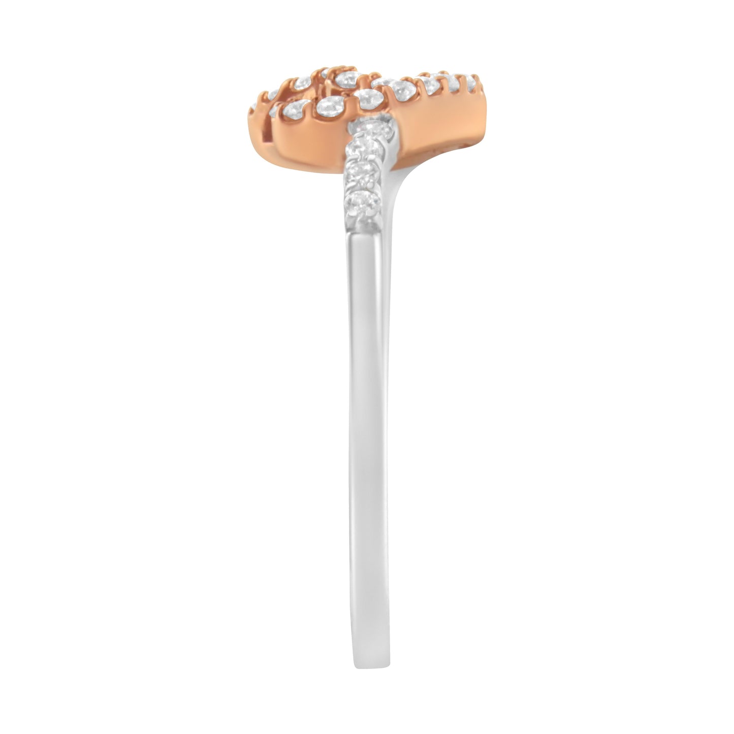 10K Two Toned Gold Diamond Heart Cocktail Ring (1/5 Cttw, H-I Color, I1-I2 Clarity) - Size 6-1/2 Bids.com