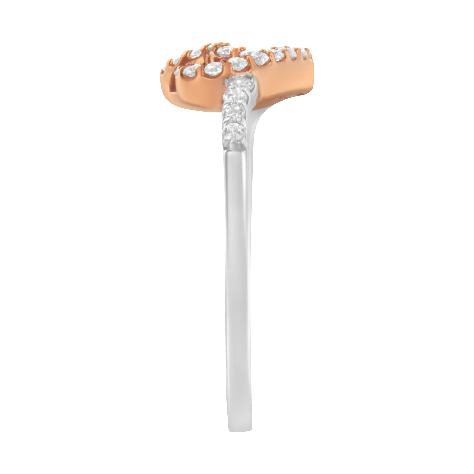 10K Two Toned Gold Diamond Heart Cocktail Ring (1/5 Cttw, H-I Color, I1-I2 Clarity) - Size 6-1/2 Bids.com