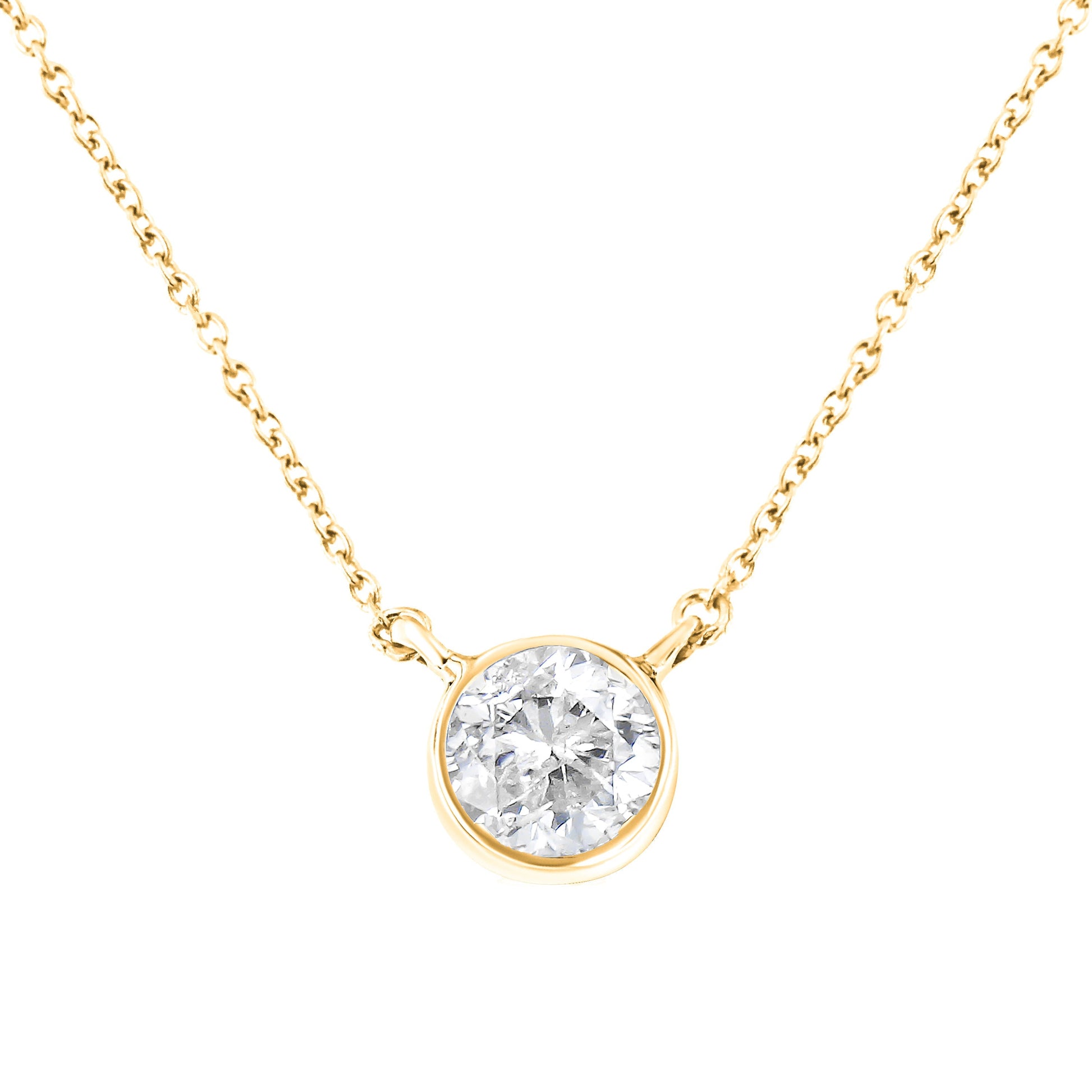 .925 Sterling Silver 1/2 Cttw Diamond Bezel 18" Pendant Necklace (I-J Color, I2-I3 Clarity) Bids.com