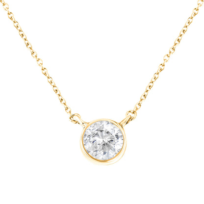 .925 Sterling Silver 1/2 Cttw Diamond Bezel 18" Pendant Necklace (I-J Color, I2-I3 Clarity) Bids.com