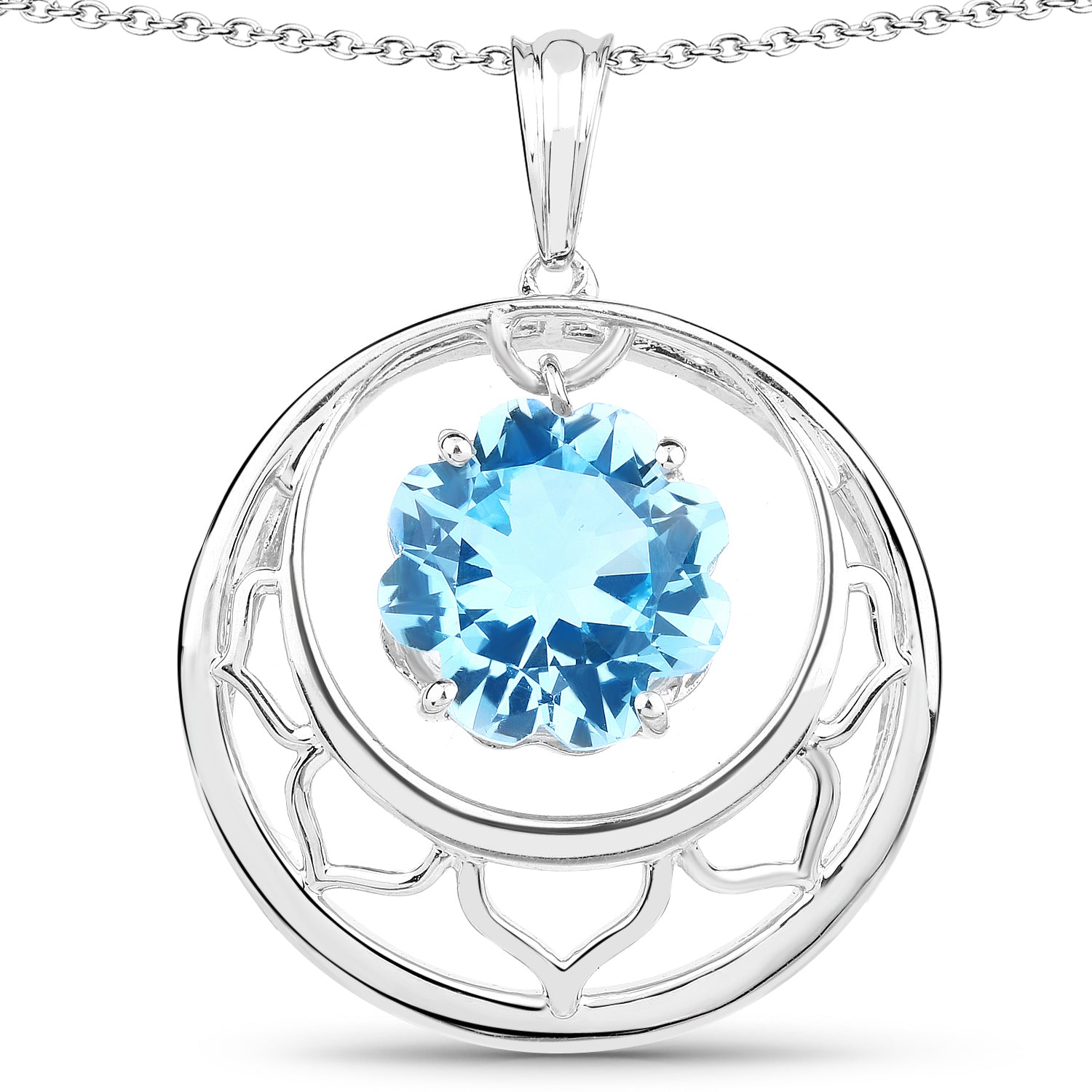 8.75 Carat Genuine Swiss Blue Topaz .925 Sterling Silver Pendant Bids.com