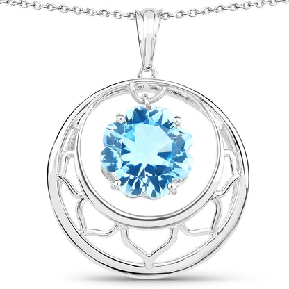 8.75 Carat Genuine Swiss Blue Topaz .925 Sterling Silver Pendant Bids.com