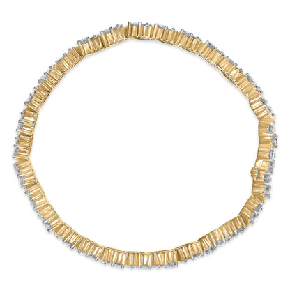 14K Yellow Gold 4.00 Cttw Diamond Triangle Link Tennis Bracelet (H-I Color, I1-I2 Clarity) - 7" Inches Bids.com