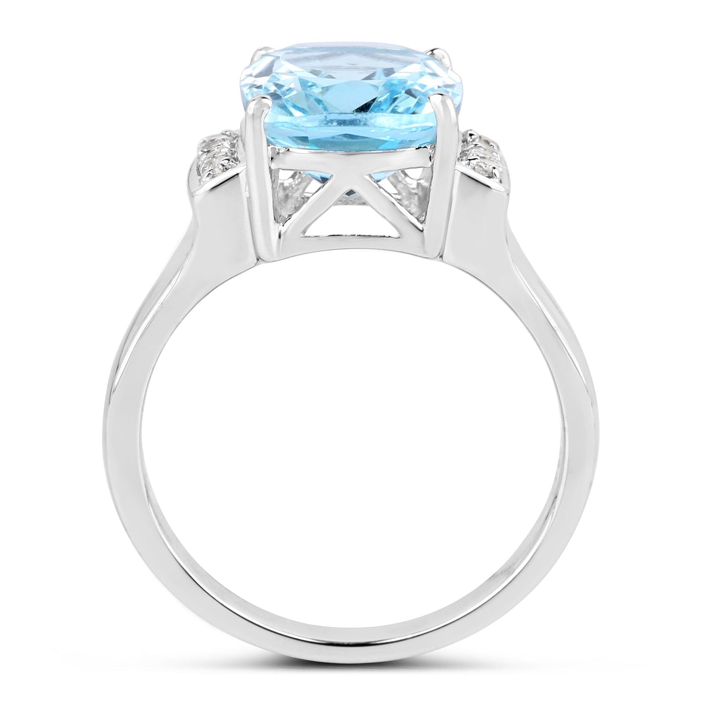 4.28 Carat Genuine Blue Topaz and White Topaz .925 Sterling Silver Ring Bids.com