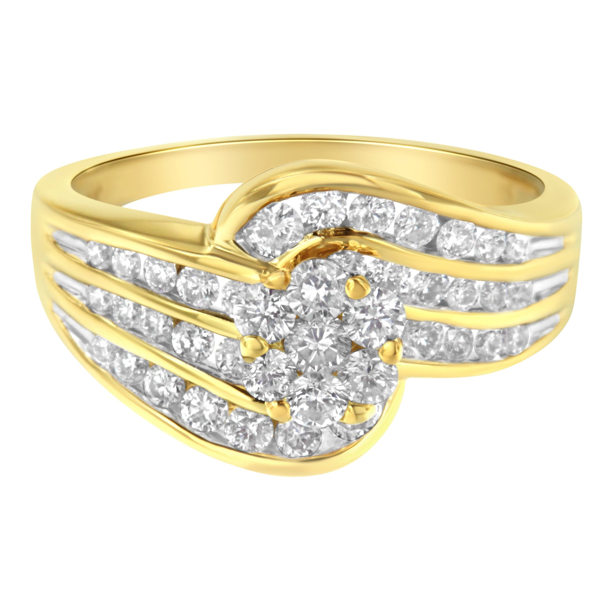 14K Yellow Gold Diamond Cocktail Bypass Ring (1 1/2 Cttw, H-I Color, SI2-I1 Clarity) - Size 7 Bids.com