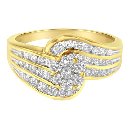 14K Yellow Gold Diamond Cocktail Bypass Ring (1 1/2 Cttw, H-I Color, SI2-I1 Clarity) - Size 7 Bids.com