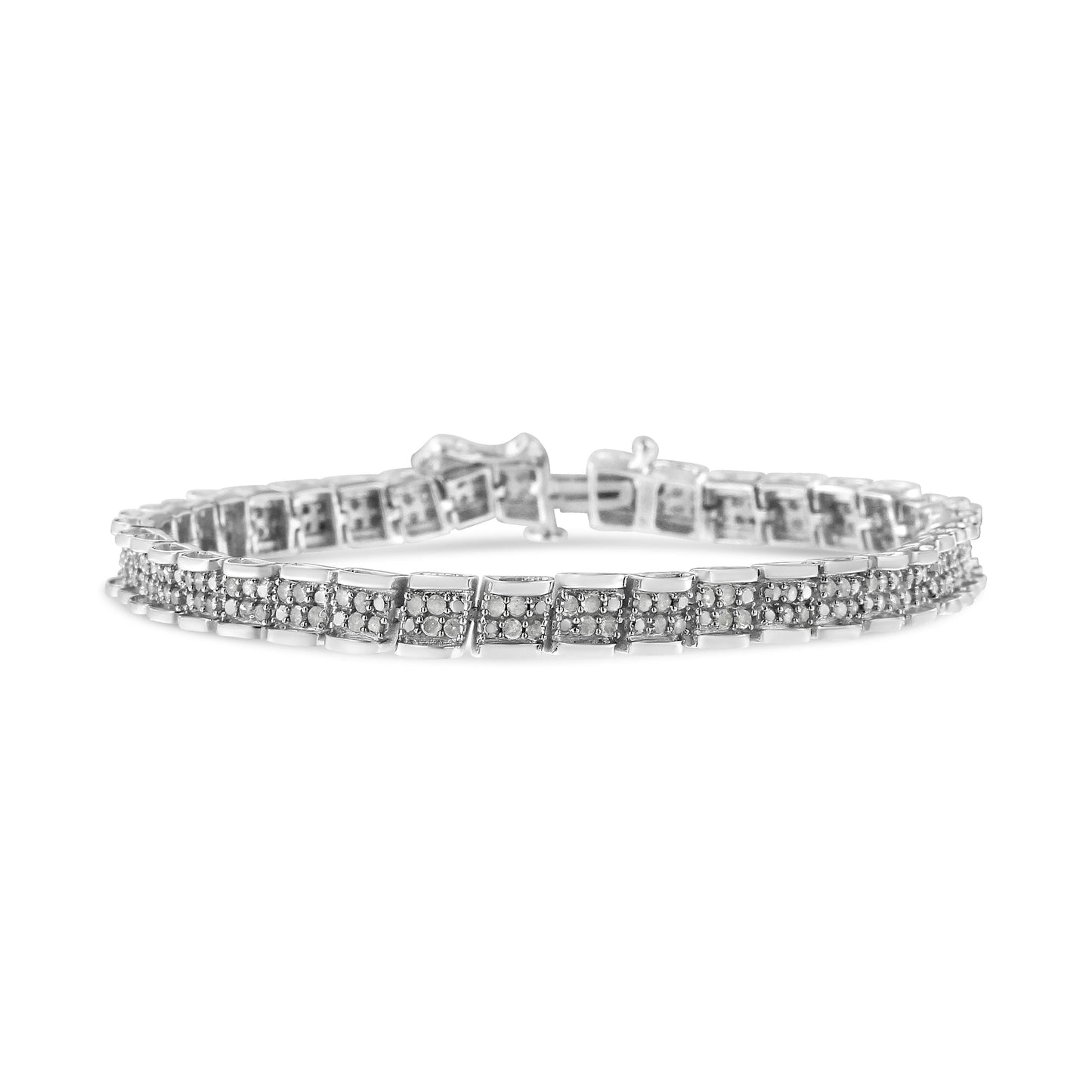 .925 Sterling Silver 2.0 Cttw Diamond 7" Round Miracle Plate Link Bracelet (I-J Color, I2-I3 Clarity) Bids.com