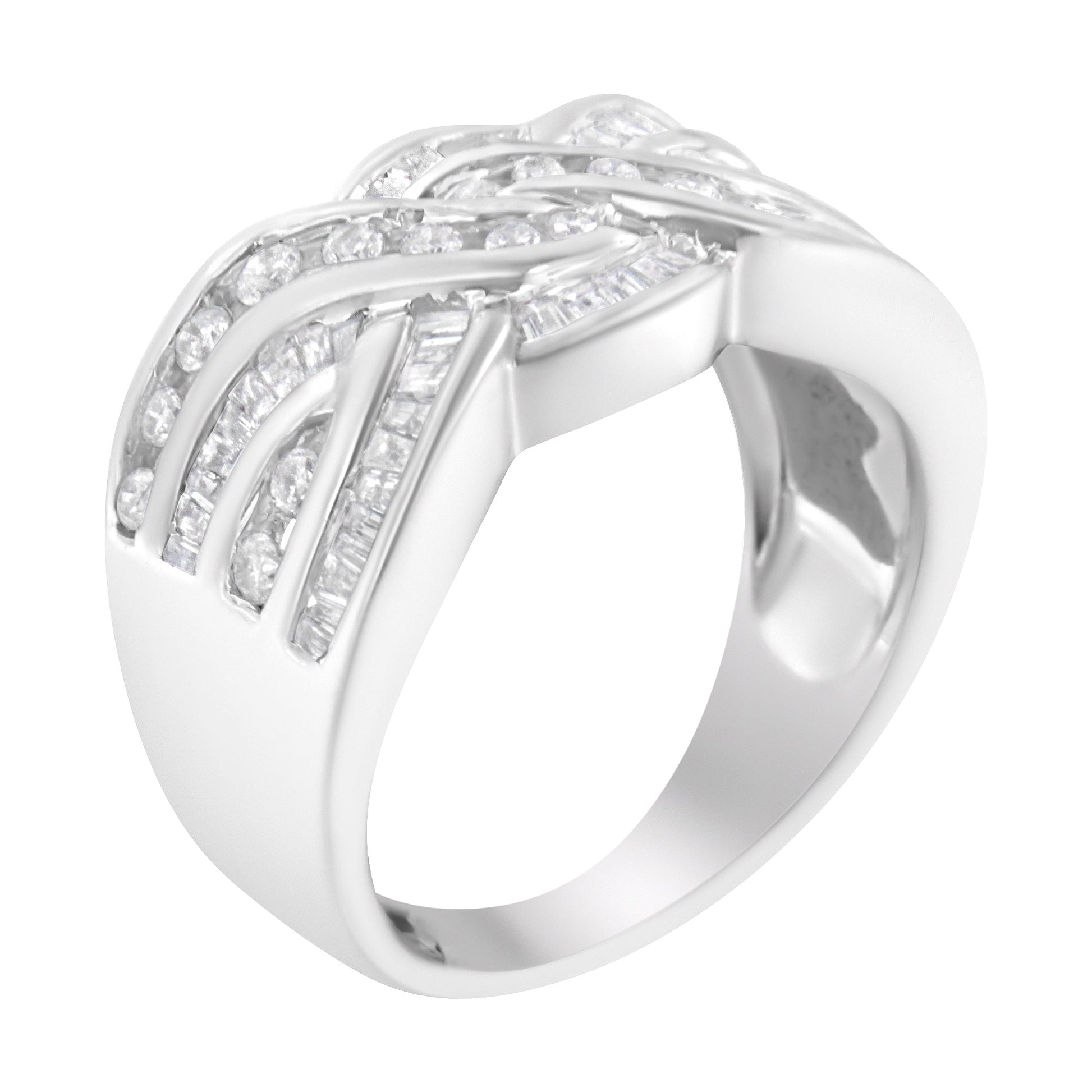 10K White Gold Diamond Bypass Ring (1 Cttw, H-I Color, I1-I2 Clarity) - Size 6-3/4 Bids.com