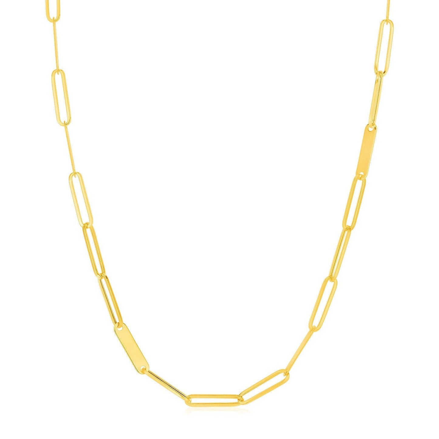 14k Yellow Gold Alternating Paperclip Chain Link and Gold Bar Necklace Bids.com