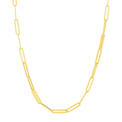 14k Yellow Gold Alternating Paperclip Chain Link and Gold Bar Necklace Bids.com