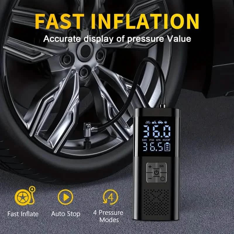 Portable Electric Tire Inflator – 150PSI Air Compressor with Digital Gauge & LED Light DailySale