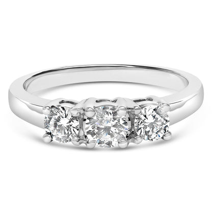14K White Gold  3/4 Cttw Lab Grown Diamond 3 Stone Ring Band (F-G Color, VS2-SI1 Clarity)- Size 7 Bids.com