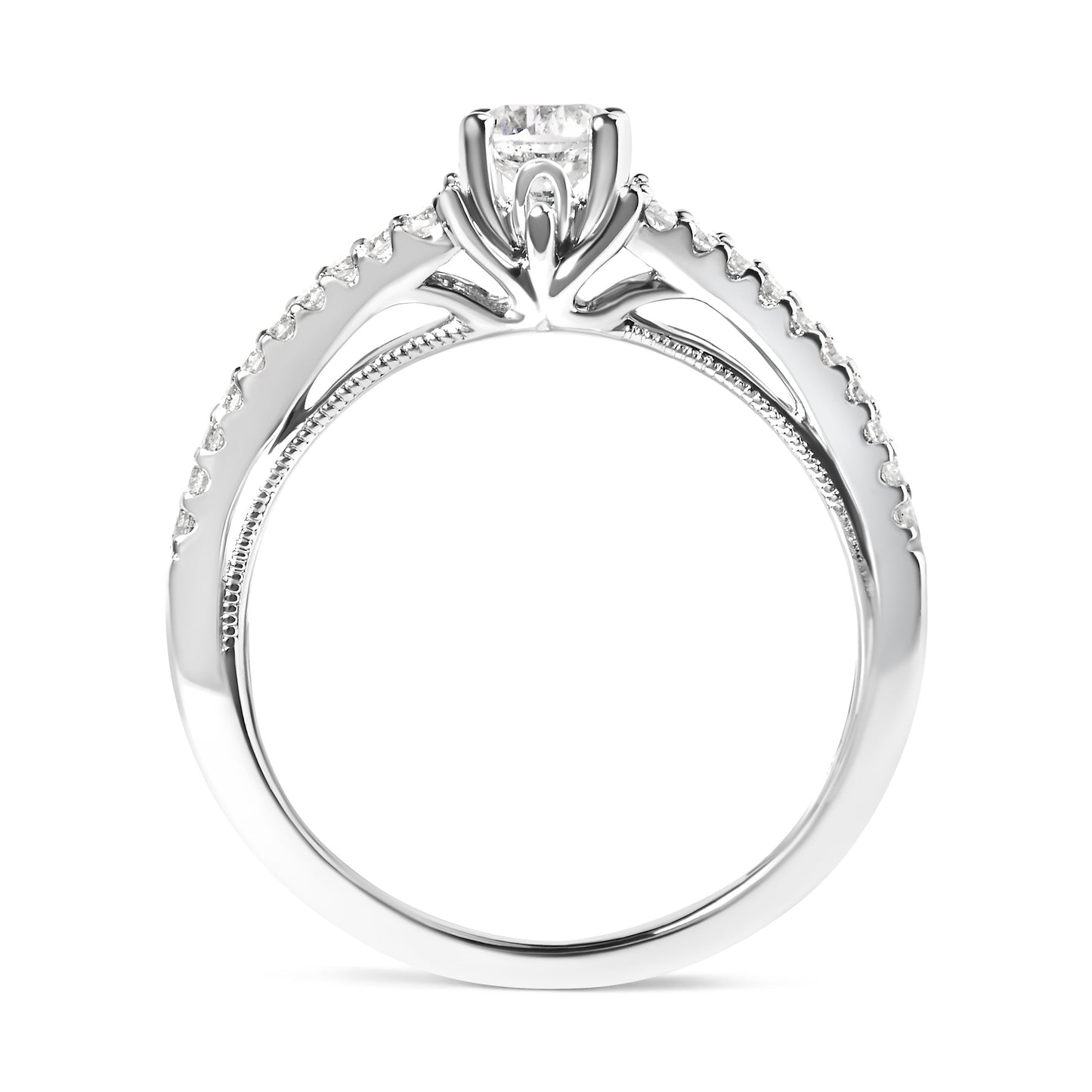 14K White Gold 5/8 Cttw Diamond Split Shank Engagement Ring  (G-H Color, VS2-SI1 Clarity) - Size 7 Bids.com