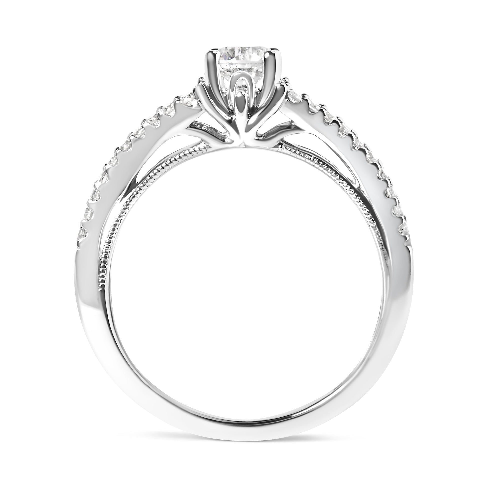 14K White Gold 5/8 Cttw Diamond Split Shank Engagement Ring  (G-H Color, VS2-SI1 Clarity) - Size 7 Bids.com